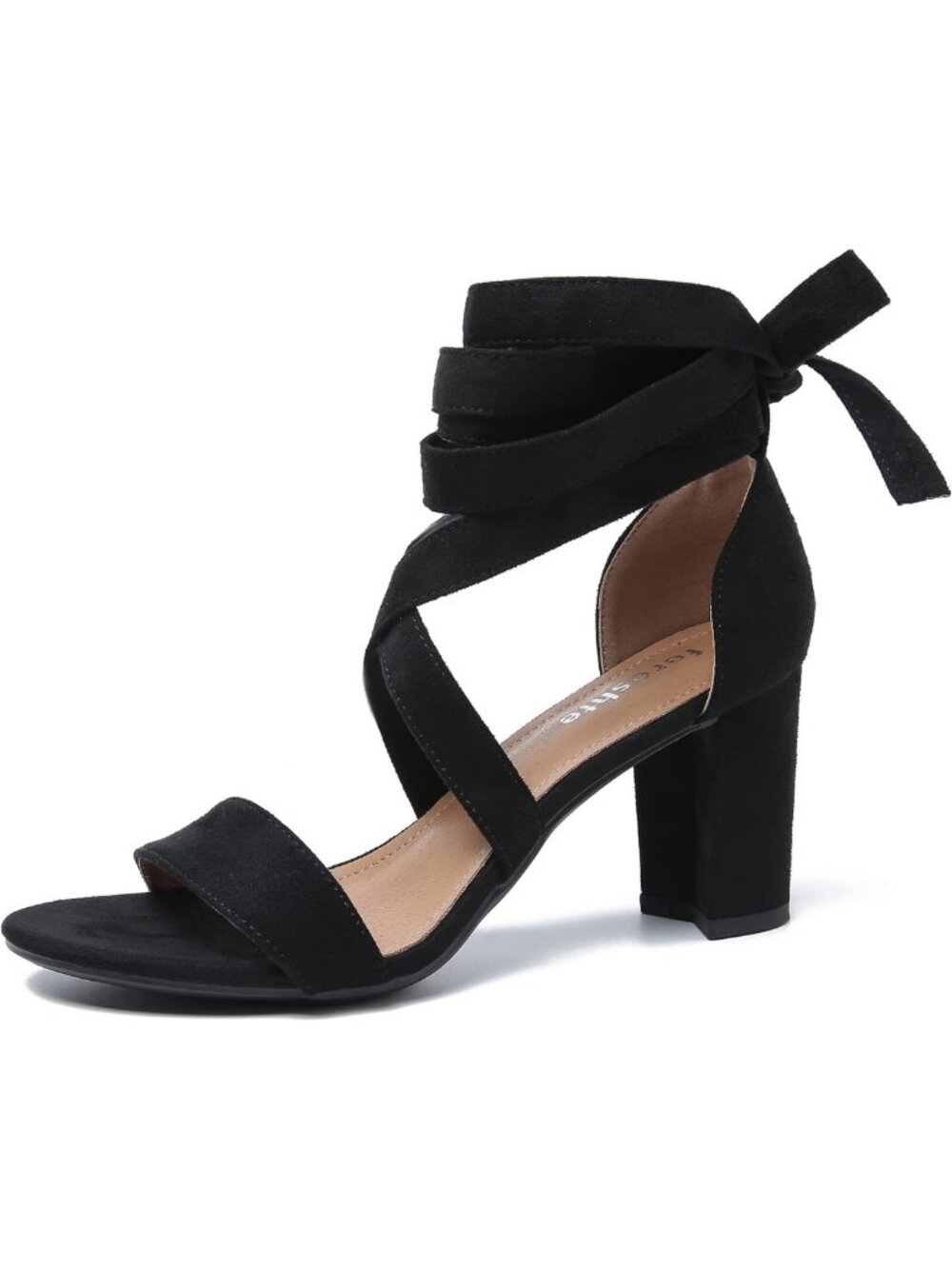 Strappy Lace-Up Ankle Wrap Block Heel Sandals - Open Toe Chunky Heels, 3